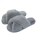 Fadezar Pantofole Peluche Donna Ciabatte da Casa Comode Invernali Moda Scarpe Sandali Slippers Grigio dimensione dell'etichetta 38/39 für EU 37/38