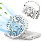 Hand-free Portable Fan, Personal Cooling Fan with One Touch 3-Speed Strong Wind Control, USB Rechargeable Mini Fan, Long Battery Life Foldable Handheld Fan for Office Home Travel-Grey