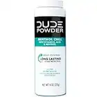 DUDE Body Powder, Menthol Chill 4 Ounce Bottle Natural Deodorizers Cooling Menthol & Aloe, Talc Free Formula, Corn-Starch Based Daily Post-Shower Deodorizing Powder for Men