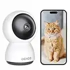 DEKCO Caméra Surveillance WiFi Intérieure 360°, 2K Camera WiFi 2.4Ghz, Vision Nocturne, Détection de Mouvement Suivi Intelligent, Audio Bidirectionnel, Compatible avec Alexa pour Bébé/Animaux