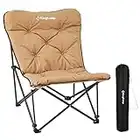 KingCamp Silla de camping acolchada XXL para adultos, asiento ancho, cómoda y portátil, plegable, para exteriores, interior, picnic, pesca, soporta 300 libras