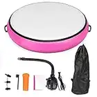 COSTWAY Inflatable Gymnastic Mat with Electric Pump, Carrying Bag and Repair Kit, Round 20cm Thick Floor Tumbling Mats for Home Gym Training Yoga Cheerleading (Pink)