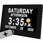 2023 Upgraded Dementia Clock 2.0 with Auto DST Adjustment, Sun/Moon Icons & Custom Reminders, Day Clock for Memory Loss, Alzheimer's, 7 Inch with Remote Control