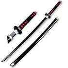 41 Inch Tanjiro Sword Wooden Japanese Katana Handmade Abs Sheath Knife For Anime Lovers Demon Slayer Cosplay Halloween Props