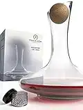 Plaisir de la Cave Wine Decanter & Accessories (Cork Stopper + Cleaning Beads) - 100% Lead-Free Crystal Wine Carafe – Unique Gift Idea