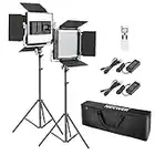 Neewer 2 Packs 2,4G 480 LED Kit d'Éclairage Avancé Lumière Vidéo de Photographie avec Sac, LED Panneau Bicolore Dimmable avec LCD Écran, 2,4G sans Fil et Support pour Photographie