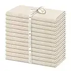 Showgeous 12 Pack Lin Serviettes en Coton 40 x 40cm Dîner Tissu Serviettes de Table Coton Lin Mélange Tissu Serviettes Lavable Lin Réutilisable Lin Table Serviettes pour Mariage Dîner Parties(Beige)