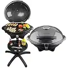 Andrew James BBQ Electric Grill Barbecue with 5 Temperature Settings Grey | Thermostat | Indoor & Outdoor Party | Removable Drip Tray & Condiment Stand | Healthy Grilling | Non-Stick Cooking Surface