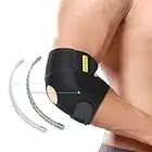 Elbow Brace for Tendonitis, Adjustable Elbow Support with Dual-Spring Stabiliser, Breathable Elbow Strap for Golfers Elbow, Tennis Elbow, Arthritis, Sports Injury and Provides Support