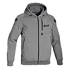 Jet Blouson Veste Moto Homme à Capuche Soft Shell blindé (Gris, M (EU 48 - 50))