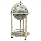 vidaXL Eucalyptus Wood Globe Bar Wine Stand Kitchen Wooden Drink Cabinet Dining Room Liquor Storage Unit Furniture Mini Pub Cart Blue