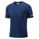 KEFITEVD Mens Moisture Wicking T Shirt Quick Dry Short Sleeve Tops Lightweight Sport T Shirt for Gym Diamond Blue, 3XL