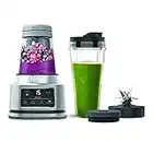 Ninja Foodi Power Nutri Blender [CB100UK] 2-in-1 Blender, Auto-iQ, Smart Motor, Cup and Bowl, 1100W, Silver, 400 ml, 700 ml