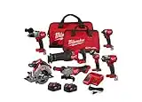 Milwaukee M18 FUEL 18-Volt Lithium-Ion Brushless Cordless Combo Kit with Two 5.0 Ah Batteries, 1 Charger, 2 Tool Bags (7-Tool)