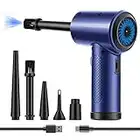 Electric Air Duster, Fulljion 3-Gear to 51000RPM Compressed Air Duster with LED Light, Cordless Air Blower for Computer Keyboard Car Cleaning 6000mAhRechargeable 10W Fast Charging Air Can Duster