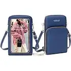 CheChury Téléphone Portefeuille pour femme Sac Transparentes Téléphone Pochette Avec Bandoulière Grand Porte-Cartes Épaule - Marine - Taille unique