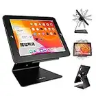 CarrieCathy iPad Desktop Anti-Theft Security Kiosk POS Stand Holder Enclosure with Lock & Key for Tablets iPad 2,3,4, iPad air, iPad air 2, iPad Pro 9.7", iPad 2017 & 2018, Flip & Rotate Design, Black