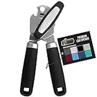 The Original Gorilla Grip Heavy Duty Stainless Steel Smooth Edge Manual Hand Held Can Opener With Soft Touch Handle, Rust Proof Oversized Handheld Easy Turn Knob, Best Large Lid Openers, Black