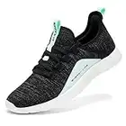 ALEADER Womens Walking Tennis Shoes Slip On Sneakers for Standing All Day Work Light Weight Black Aqua Size 8.5 US