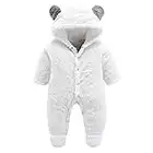 De feuilles Grenouillères à Capuche Bébé Naissance Manches Longues Combinaison Barboteuse Ensemble de Pyjama(Blanc,0-3 mois(3M))