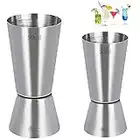 Set of 2 Stainless Steel 25/50 ml & 15/30 ml Cocktail Jigger Spirit Measure Cup, Shot Measure Dual Measuring Cup for Bar Party Wine Cocktail Drink Shaker Shaker