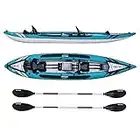 Driftsun Almanor 146 Two Adult Plus one Child Inflatable Recreational Touring Kayak with EVA Padded Seats with High Back Support, Includes Paddles, Pump, Child Seat