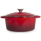 Chef calidad – Horno holandés de hierro fundido 5 qt Olla esmalte (rojo)