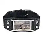 PROSTEEL Foto personalisiert Wickelarmband Retro Stil Schwarz Leder Armband mit Bild Herren Manschetten Armband Modeschmuck Accessoire für Jahrestag