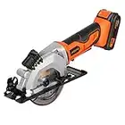 AIOPR 20V 4-1/2" Cordless Mini Circular Saw with Laser Guide, Rip Guide, Vacuum Adapter and 2 Blades (97630L)