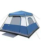 Hitwby Tents, 6 Person 60 Seconds Set Up Camping Tent, Waterproof Pop Up Tent with Top Rainfly, Instant Cabin Tent, Advanced Venting Design, Provide Gate Mat Blue