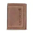 Carhartt Men's Standard Trifold, Durable Wallets, Available in Leather and Canvas Styles, Brown, One Size