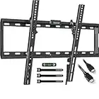 BONTEC TV Wall Bracket for 37-80 inch LED LCD OLED Plasma Flat Curved TVs, Tilt TV Wall Mount Holds TV up to 55kg, Max VESA 600 x400mm, Bubble Level and Cable Ties Included