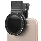 Filtro de lente ND de 37 mm para teléfono, kit de filtro de lente de cámara de teléfono móvil ND2-400 con clip, filtro de densidad neutra ajustable, con clip de lente, para la mayoría de los teléfonos