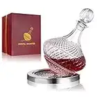 paysky spinning wine decanter with stopper, 50 oz red wine decanter crystal and gift box, for wedding gift, birthday, helovers'day, christmas day.