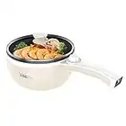 Vocha Casserole Electrique, Petite Marmite Hot Pot Électrique, Poêle Antiadhésive Avec Couvercle, 20cm, Multicuiseur Portable pour Repas Chauffer en Studio/Maison/Voyage (Beige)