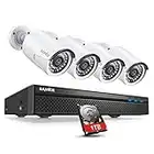 SANNCE PoE 8CH NVR 4K HD Kit di Videosorveglianza,3MP 4 IP Telecamera di Sicurezza con Sistema di Videosorveglianza LED,EXIR Visione Notturna Fino a 30m-1TB HDD