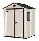 Keter Manor Outdoor Garden Storage Shed, Beige, 6 x 5 ft