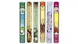 Hem Incense Sticks | 6 Boxes X 20 Sticks Each |Coconut,Strawberry Vanilla/Strawberry Jasmine, Pineapple Jasmine,Cinnamon,Vanilla & Strawberry| - Total 120 Sticks