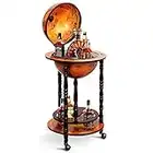 HAPPYGRILL Wine Bar Stand Italian Wooden Globe Wine Rack Liquor Bottle Shelf 16th Century Retro Wine Cupboard with Wheels