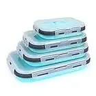 VIGIND Set of 4 Collapsible Foldable Silicone Food Storage Container With BPA Free, Leftover Meal Box With Airtight Plastic Lids For Kitchen, Bento Lunch Boxes-Microwave, Dishwasher and Freezer Safe