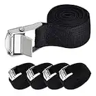 4 PCS Ratchet Tie Down Straps with Cam Buckle,Heavy Duty Tensioning Belts Adjustable Lashing Straps Quick Release Roof Rack Straps for Bike, Motorcycle, Vans, Cargo, Trailer, Kayak, Luggage(5M x 25mm)