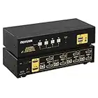 KVM Commutateur double moniteur HDMI 4K 60Hz pour 4 ordinateurs 2 moniteurs, prise en charge EDID, audio, hotkey avec câbles