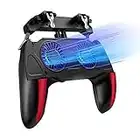 Newseego PUBG Mobile Game Controller,PUBG Mobile Controller Gaming Grip mit Doppellüfter Empfindlich Ziel & Feuern Trigger für PUBG Gamepad Joystick L1R1 6 Finger Joystick Handyhalterung Handy Gamepad