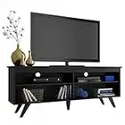 MADESA TV Stand with 4 Shelves and Cable Management, 59 inch TV Table for TVs up to 65 Inches, Wooden Entertainment Center, 23” H x 15" D x 59” L - Black