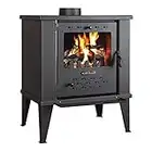 ProTermo Kaminofen Fenix Anthrazit/Schwarz - 12,2 kW Heizleistung - 62x44x73 cm Holzofen mit Schamottsteinen ohne selbstschließender Tür - Bauart 2