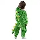 Toddler Kids Boys Dinosaur Romper Costume Fleece Dragon Holiday Birthday Gift (Green, 30-36 Months)