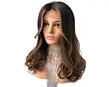 Cbwigs Peluca de pelo humano ondulado largo brasileño Remy con encaje frontal suave peluca completa con línea de pelo prearrancada 150% densidad (40,64 cm) (2,54 cm nudos blanqueados)