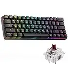 Dierya Gaming Mechanische Tastatur,Gamer Kabellos DK63 RGB Keyboard,63 Tasten mit Pfeil-Tasten,Mechanical Red Switch,Bluetooth/Type-C Kabel,1900 mAh Batterie,US Layout für PC Windows/Mac,Schwarz