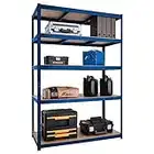 G-Rack Scaffalature per garage - 180 x 90 x 30cm - Scaffali per stoccaggio pesante - Blu - 5 livelli - Capacità 875KG (175KG per scaffale) - Officina, capannone, ufficio - 5 anni di garanzia