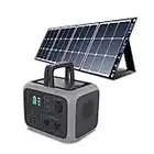 BLUETTI AC50S Solar Generator with Solar Panel 120W SP120 Included, 500Wh Portable Power Station with 2x120V AC Outlets Battery Pack for Camping Trip Hunting Home Emergency